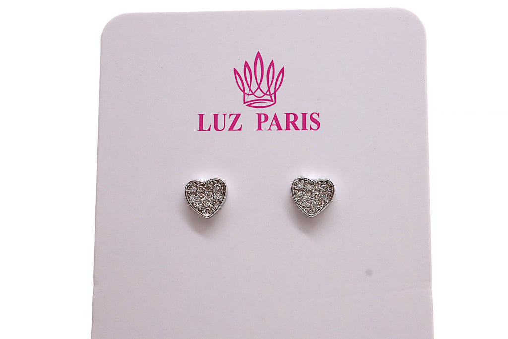Pendientes Plata 925mls Corazón con 12 Circonitas blancas
