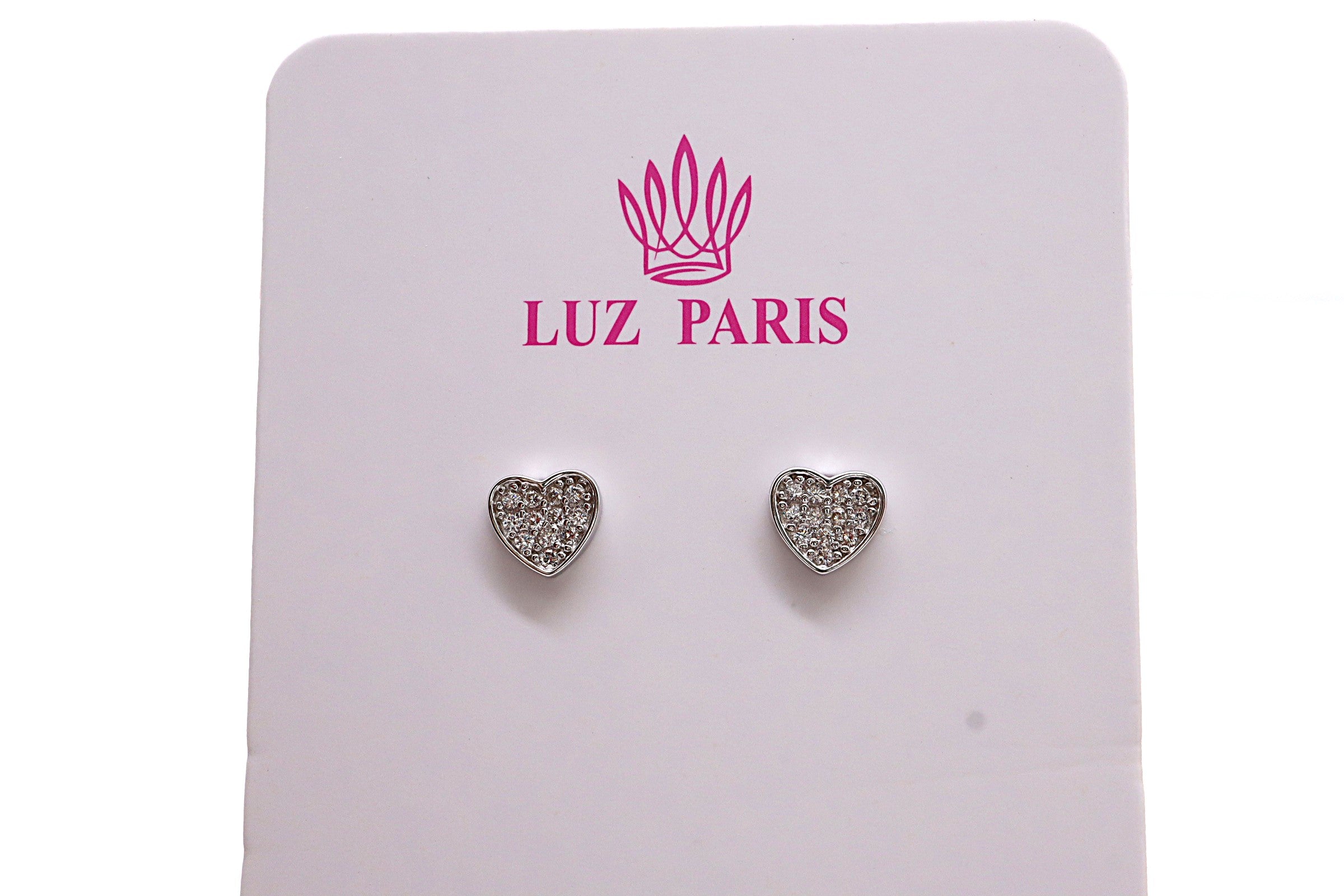 Pendientes Plata 925mls Corazón con 12 Circonitas blancas