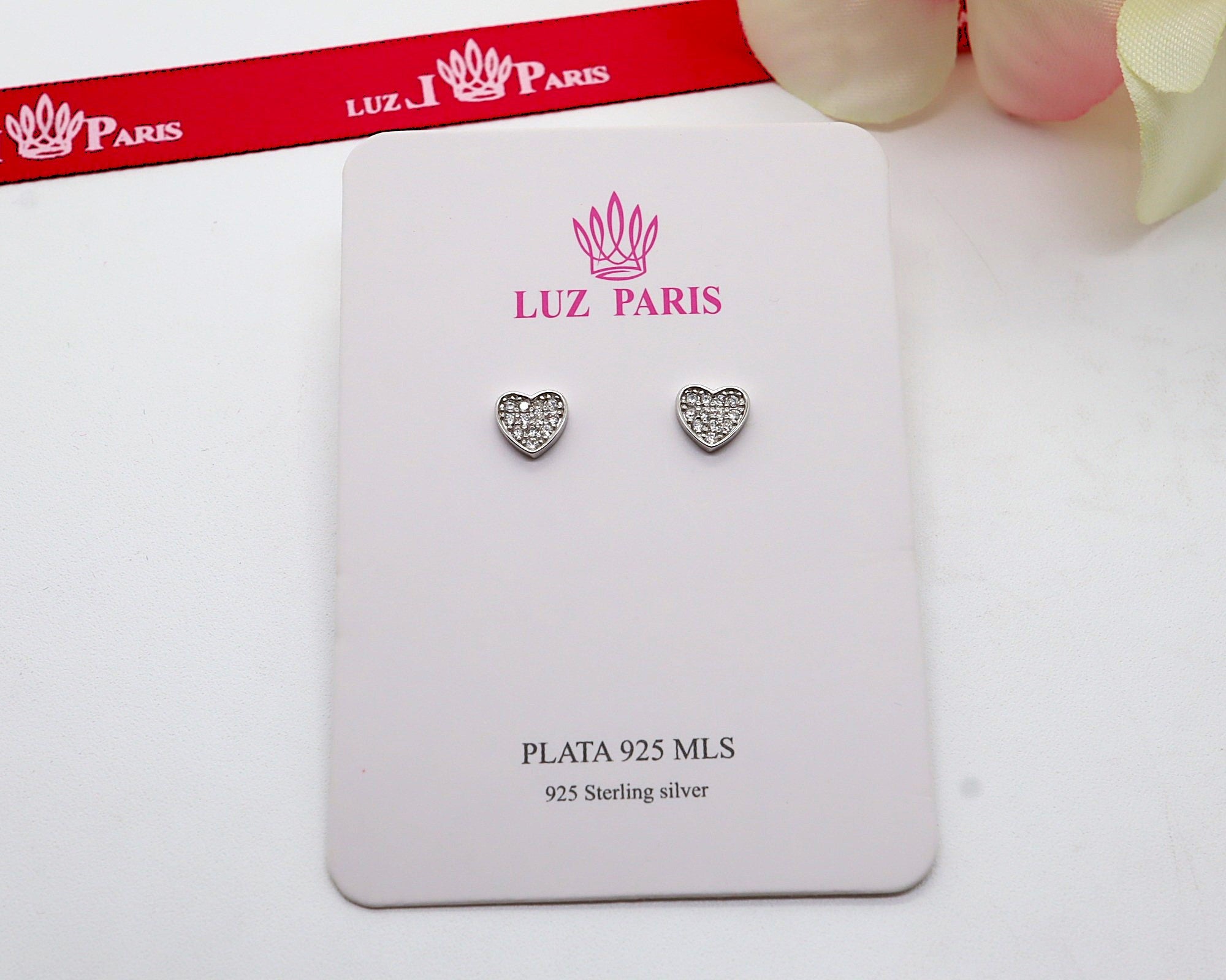 Pendientes Plata 925mls Corazón con 12 Circonitas blancas