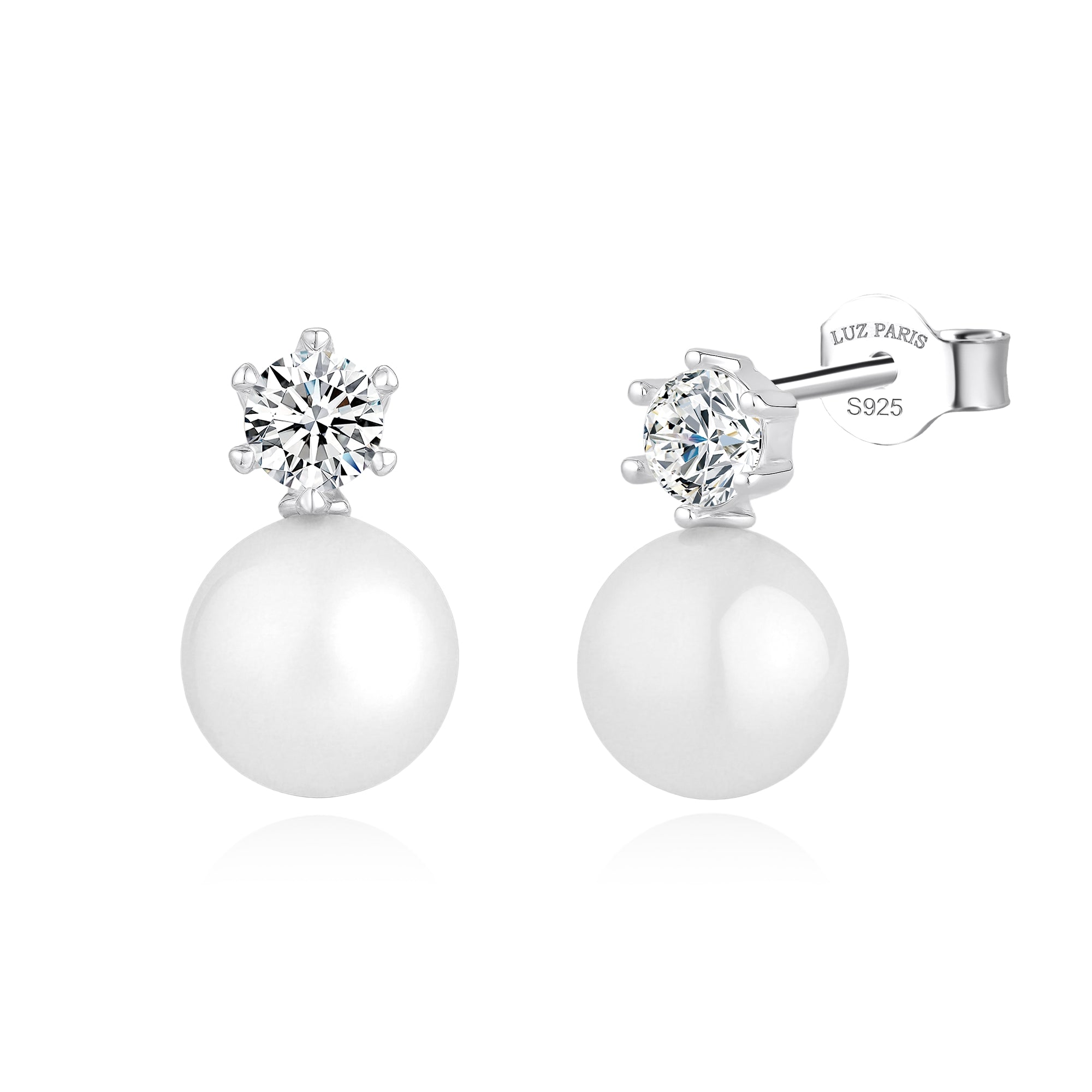 Pendientes Plata 925mls Perla y Circonita blanca