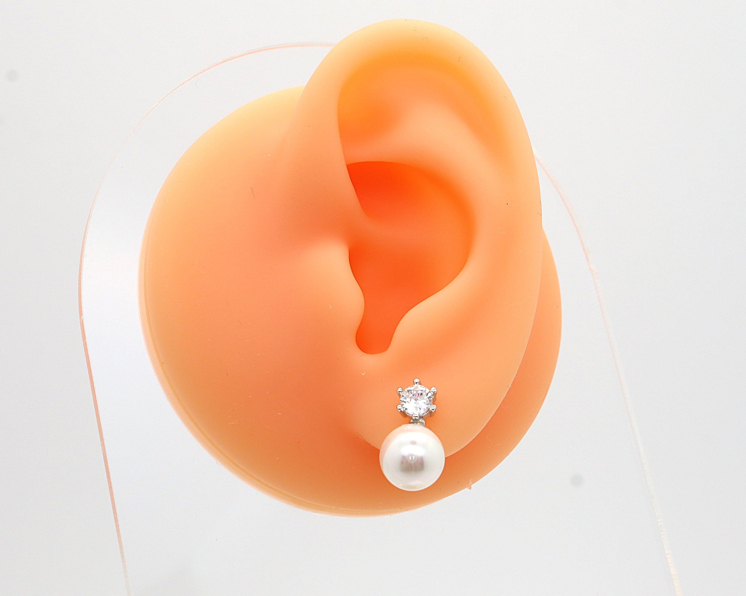 Pendientes Plata 925mls Perla y Circonita blanca