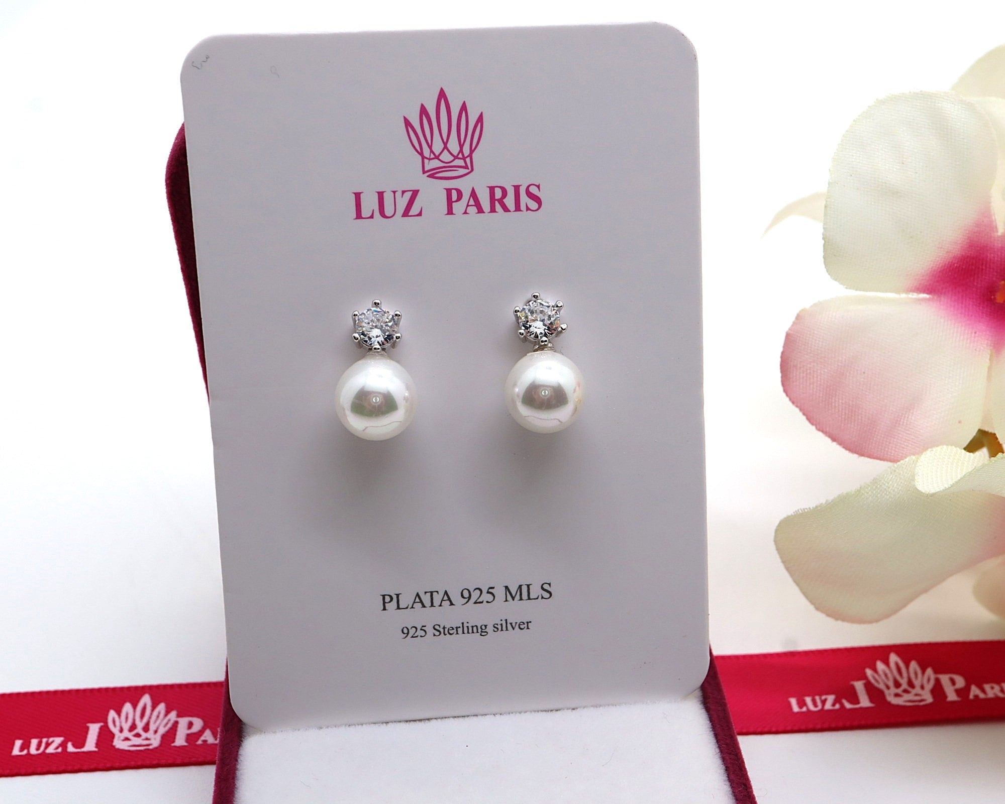 Pendientes Plata 925mls Perla y Circonita blanca