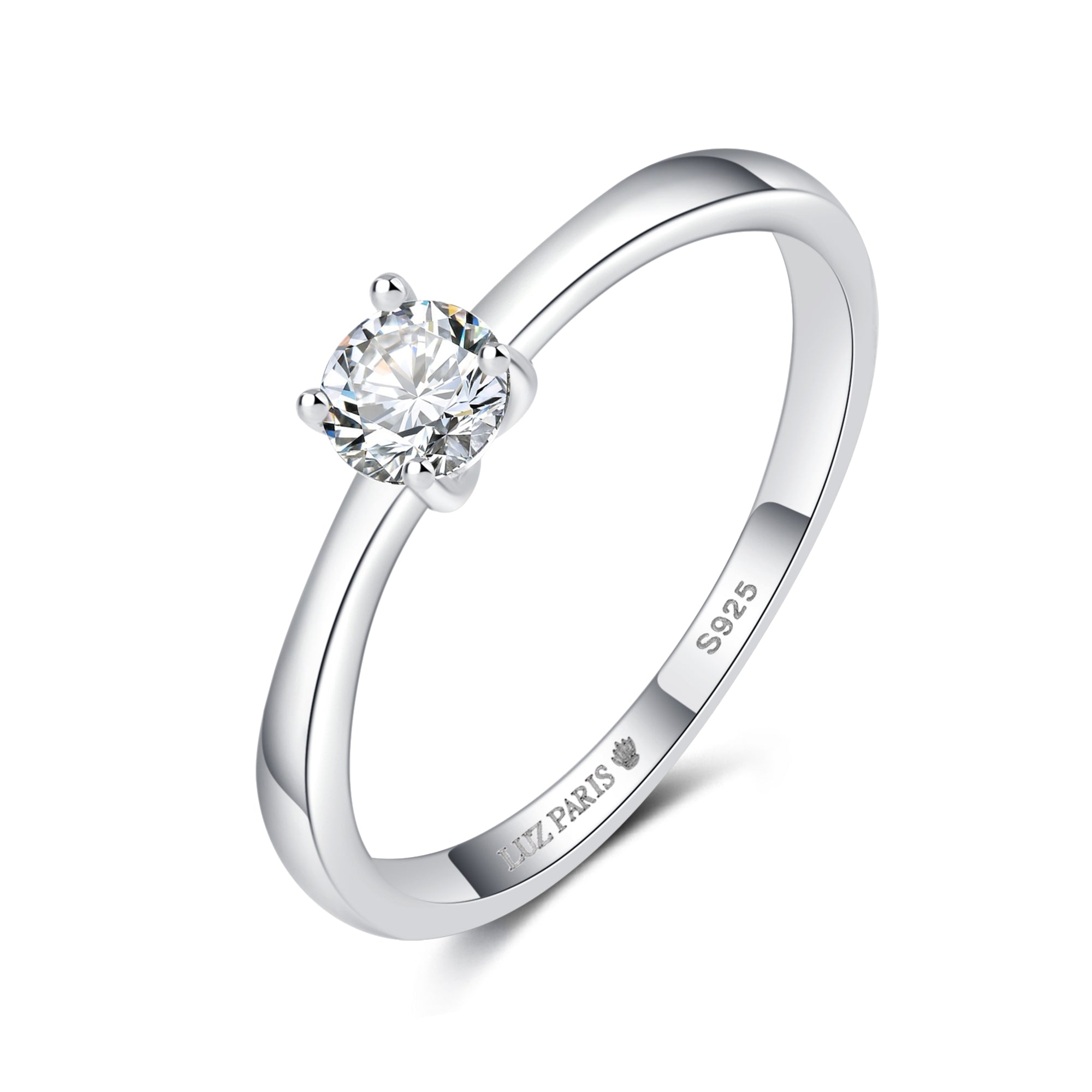 Anillo Plata 925mls Solitario blanco fino