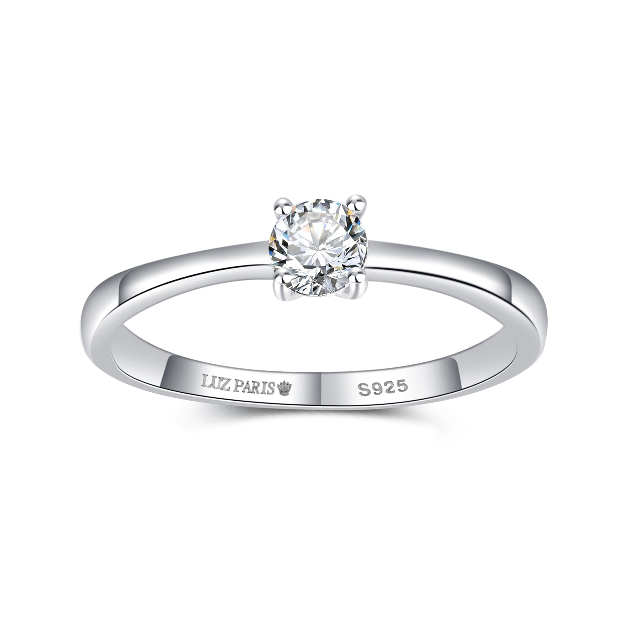 Anillo Plata 925mls Solitario blanco fino