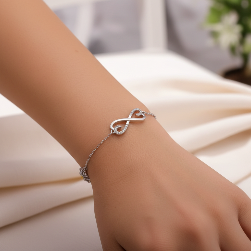 Pulsera Plata 925mls Eguzkilore bicolor baño Oro 18k Infinito circonitas | Joyería Vasca | Diseño Exclusivo LUZ PARIS