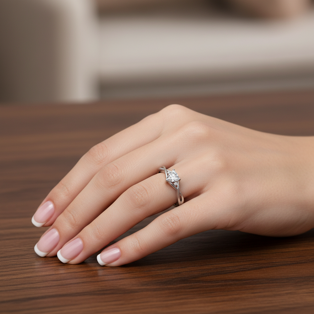 Anillo Plata 925mls Circonita Blanca trenzado