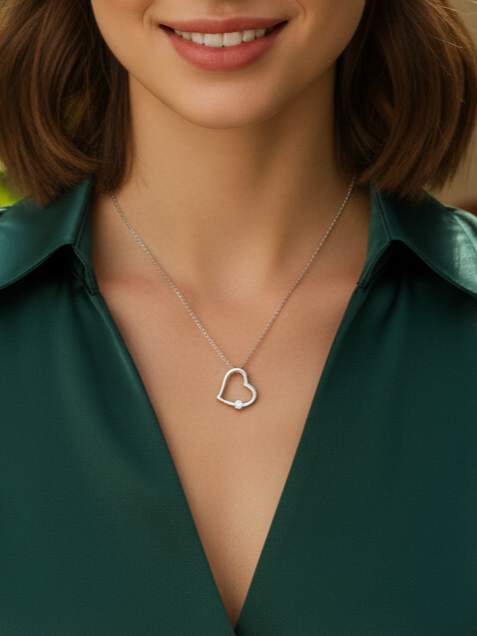 Collar Plata 925mls Corazón con Circonita blanca