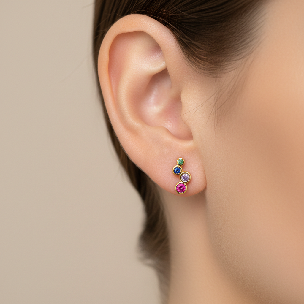 Pendientes Plata 925mls baño Oro 18 Kilates Circonitas 4 colores