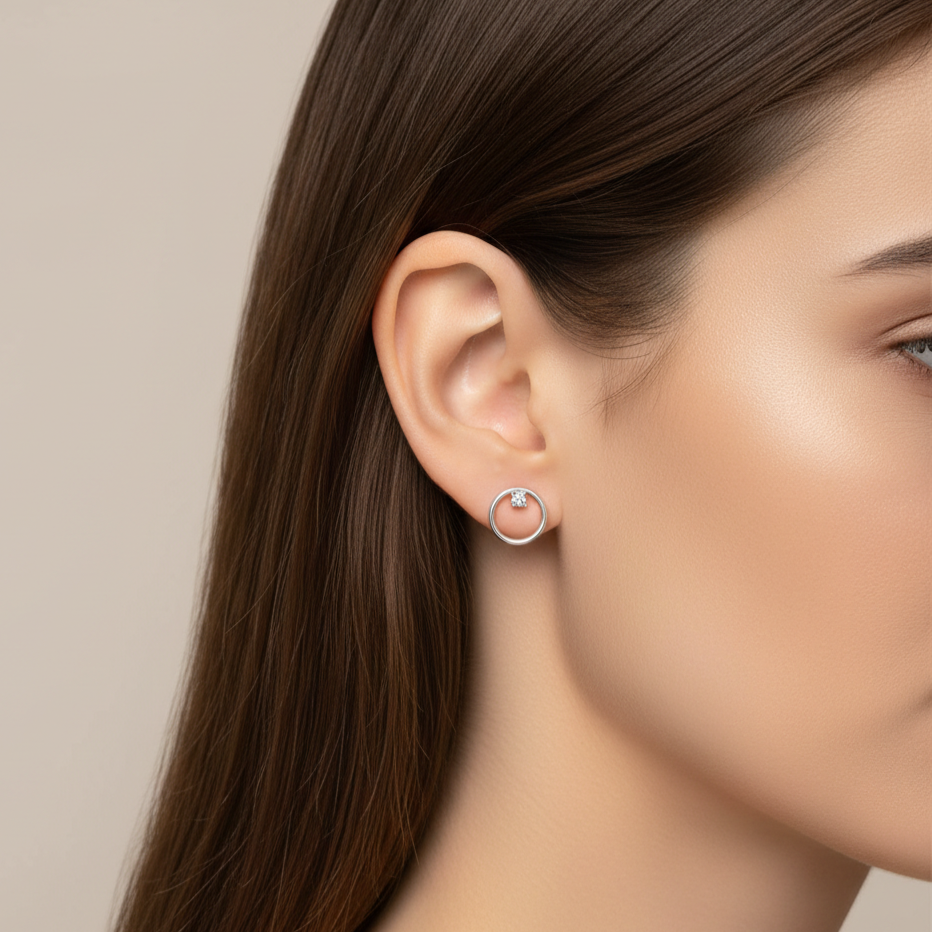 Pendientes Plata 925mls Aro Circonita blanca