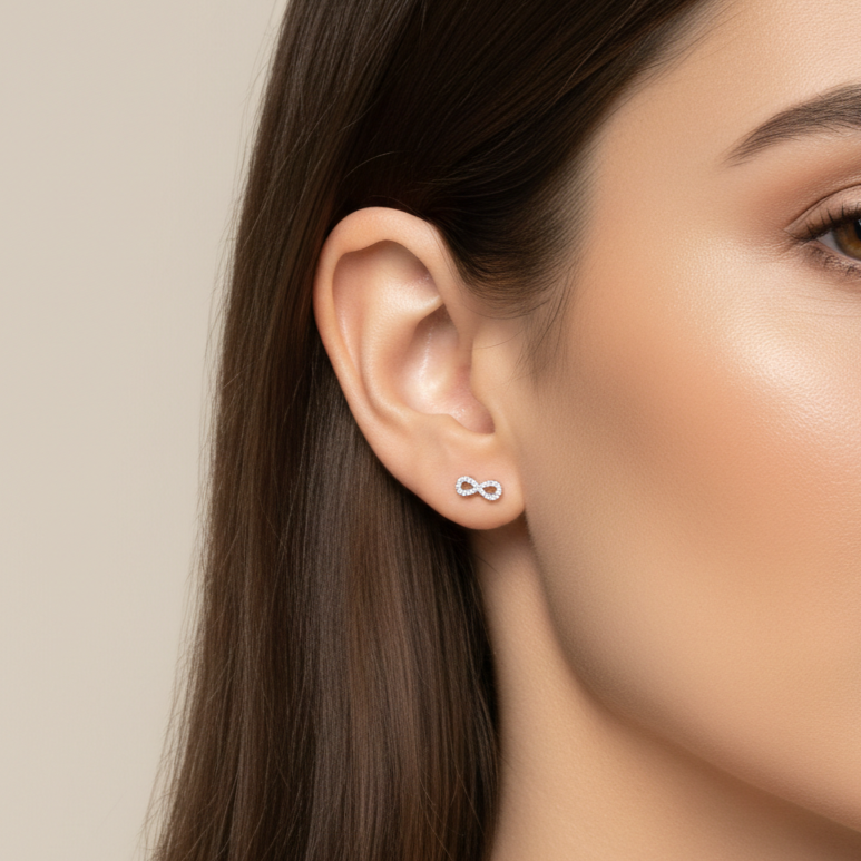 Pendientes Plata 925mls Infinito Circonitas blancas