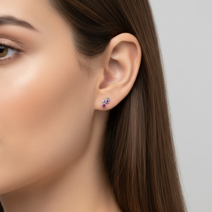 Pendientes Plata 925mls Circonitas 4 colores