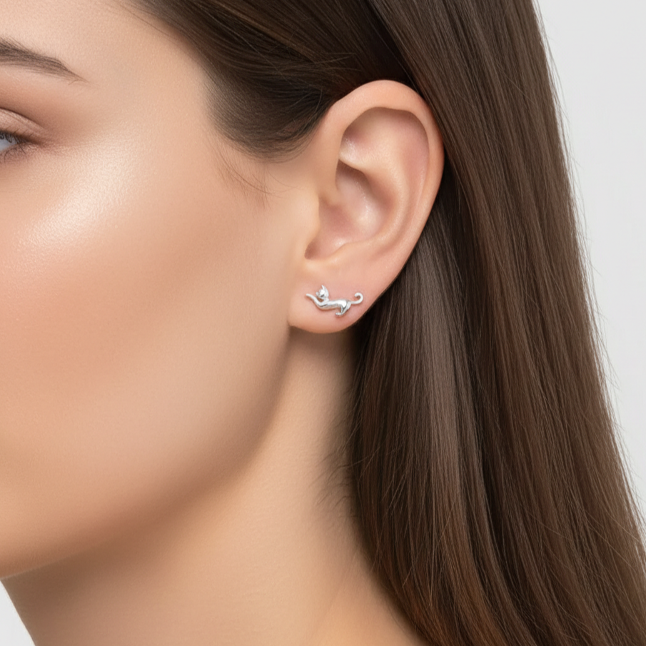 Pendientes Plata 925mls Gato | Animales