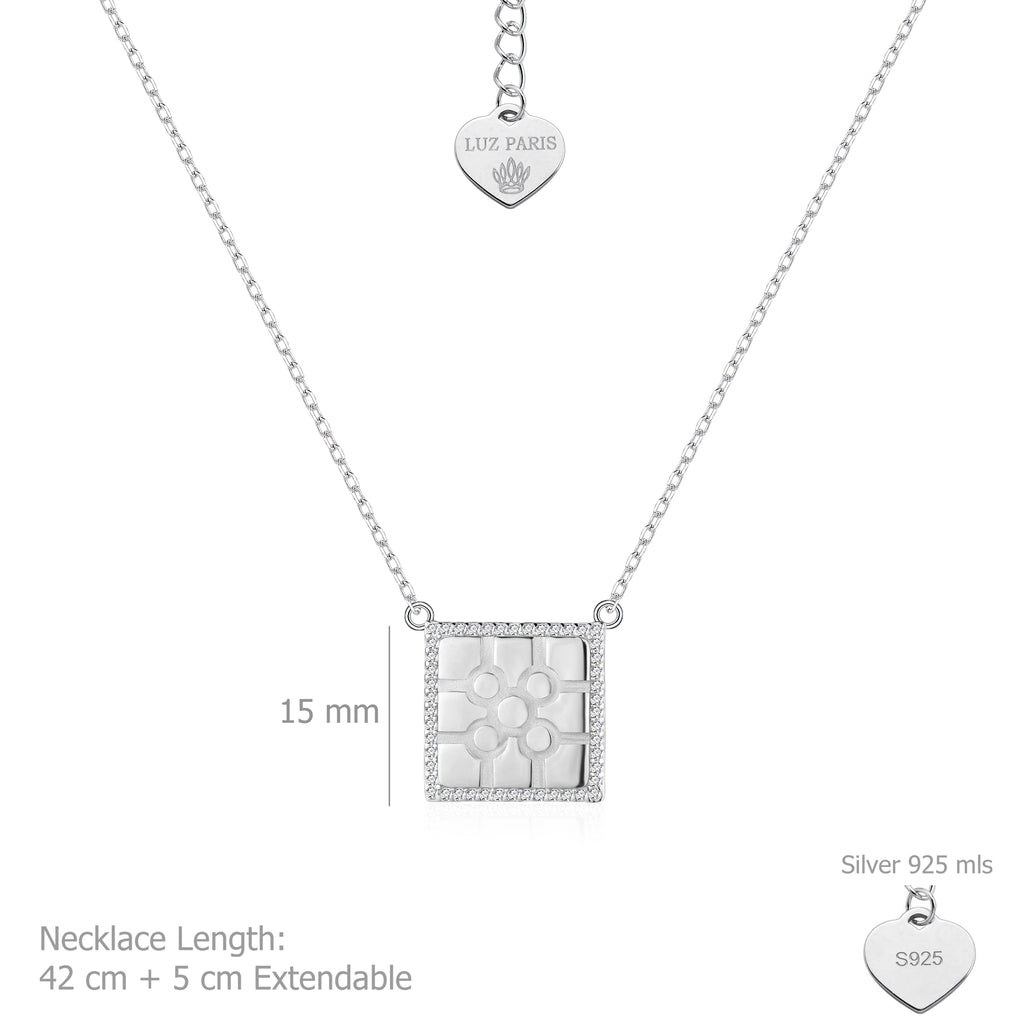 Collar Plata 925mls Baldosa Bilbao con Circonitas blancas