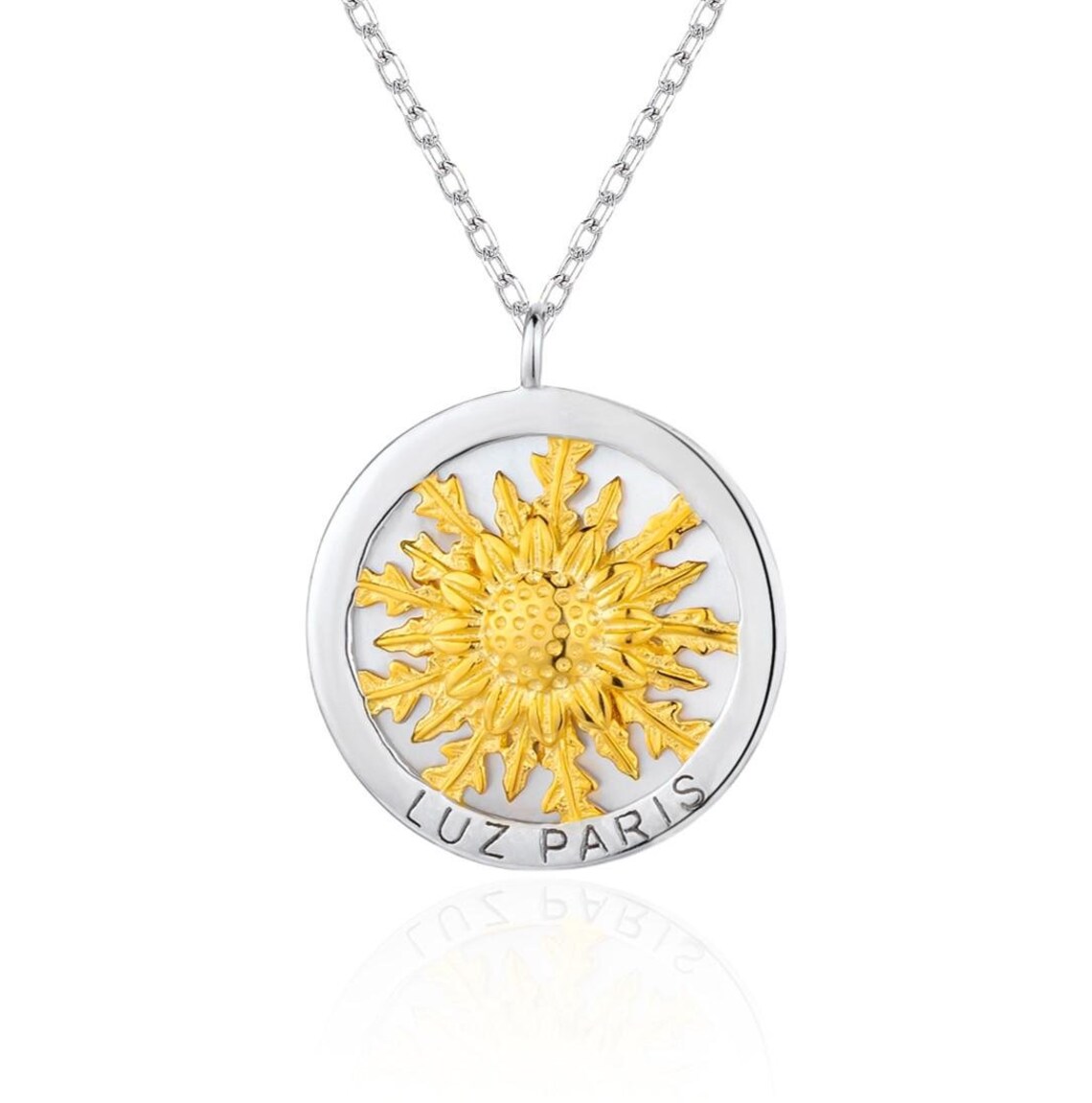 Collar Plata 925mls Eguzkilore bicolor baño Oro 18k | Joyería Vasca | Artesanía | Mitología Vasca