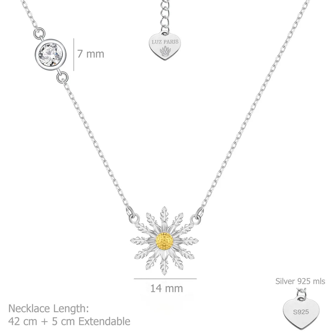 Collar Plata 925mls Eguzkilore bicolor baño Oro 18k Circonita blanca