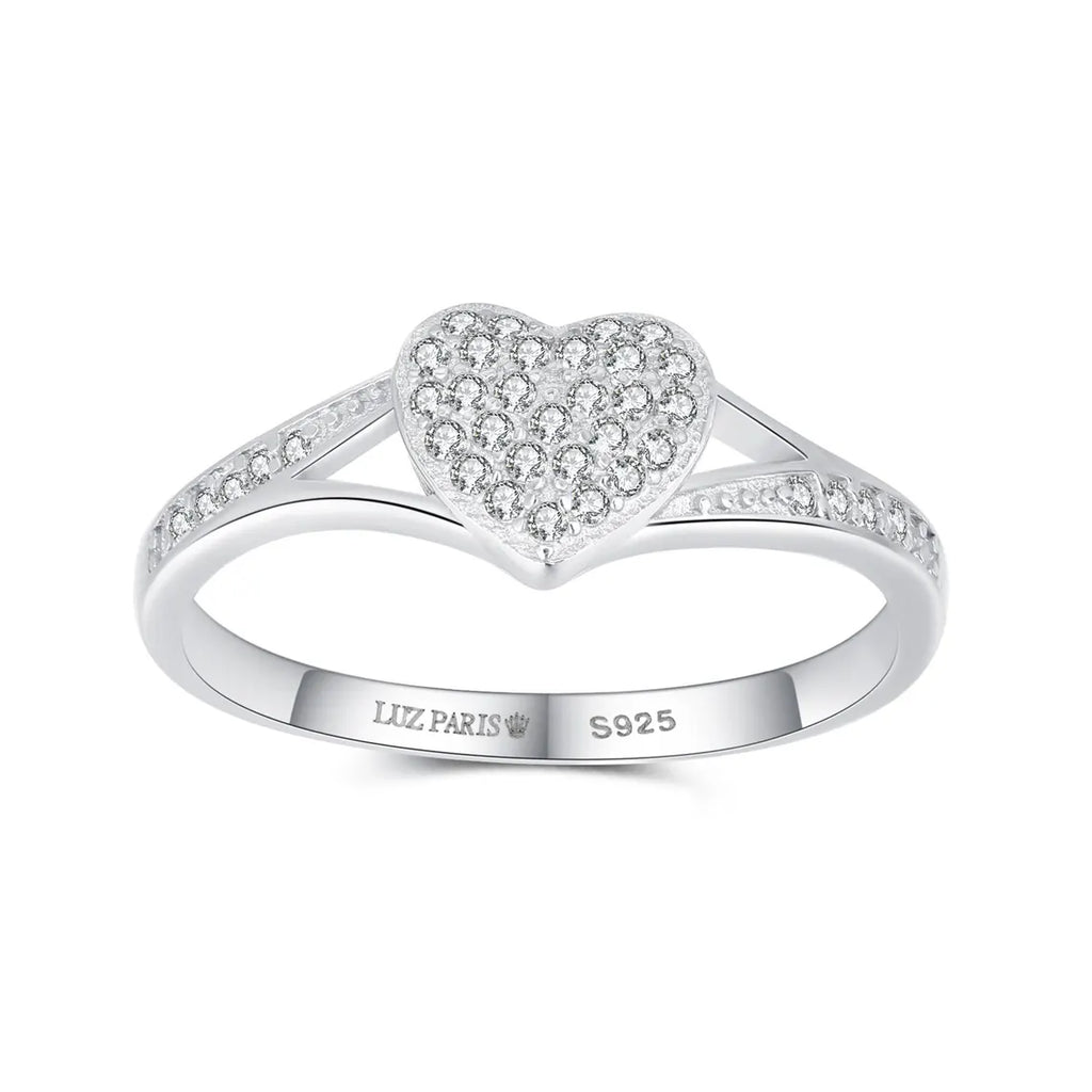 Anillo Plata 925mls Corazón con Circonitas blancas | Joyería Fina