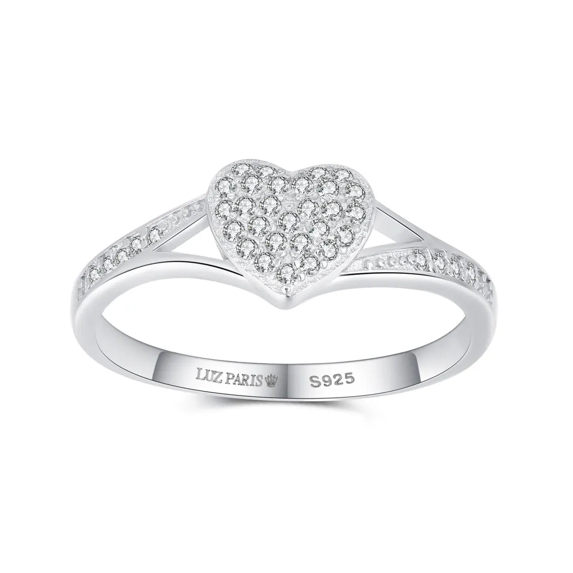 Anillo Plata 925mls Corazón con Circonitas blancas | Joyería Fina