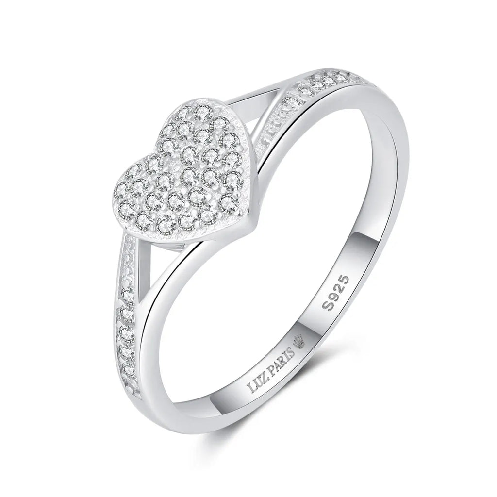 Anillo Plata 925mls Corazón con Circonitas blancas | Joyería Fina