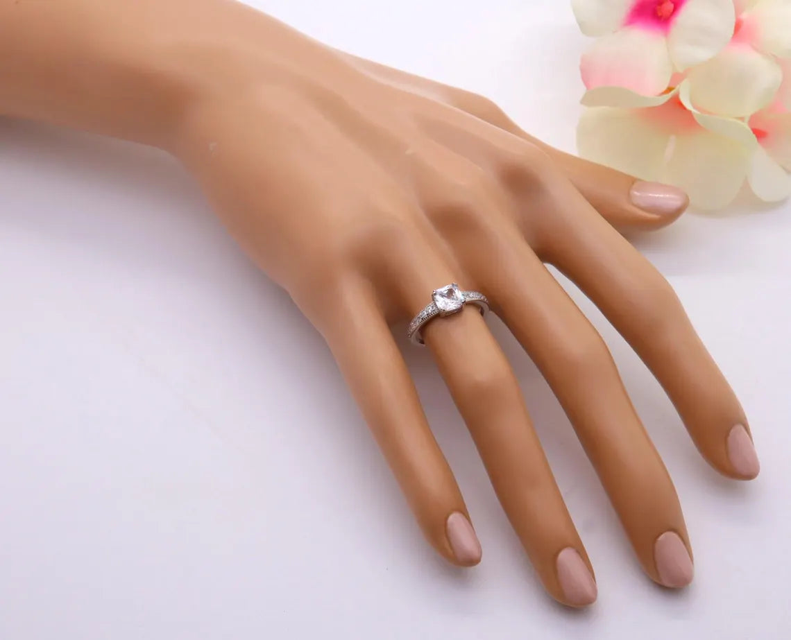 Anillo Plata 925mls Circonita Blanca talla Princesa | Joyería Fina