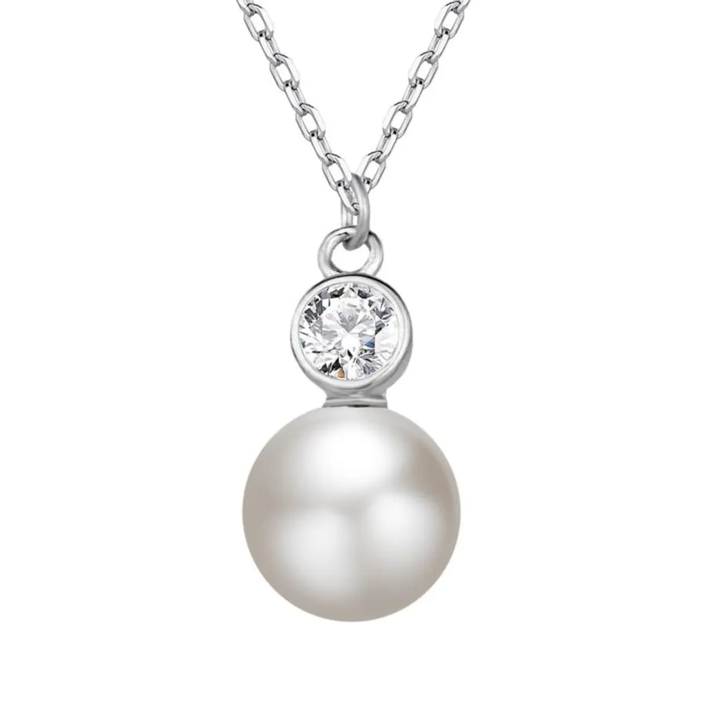 Collar Plata 925mls Perla con Circonita blanca