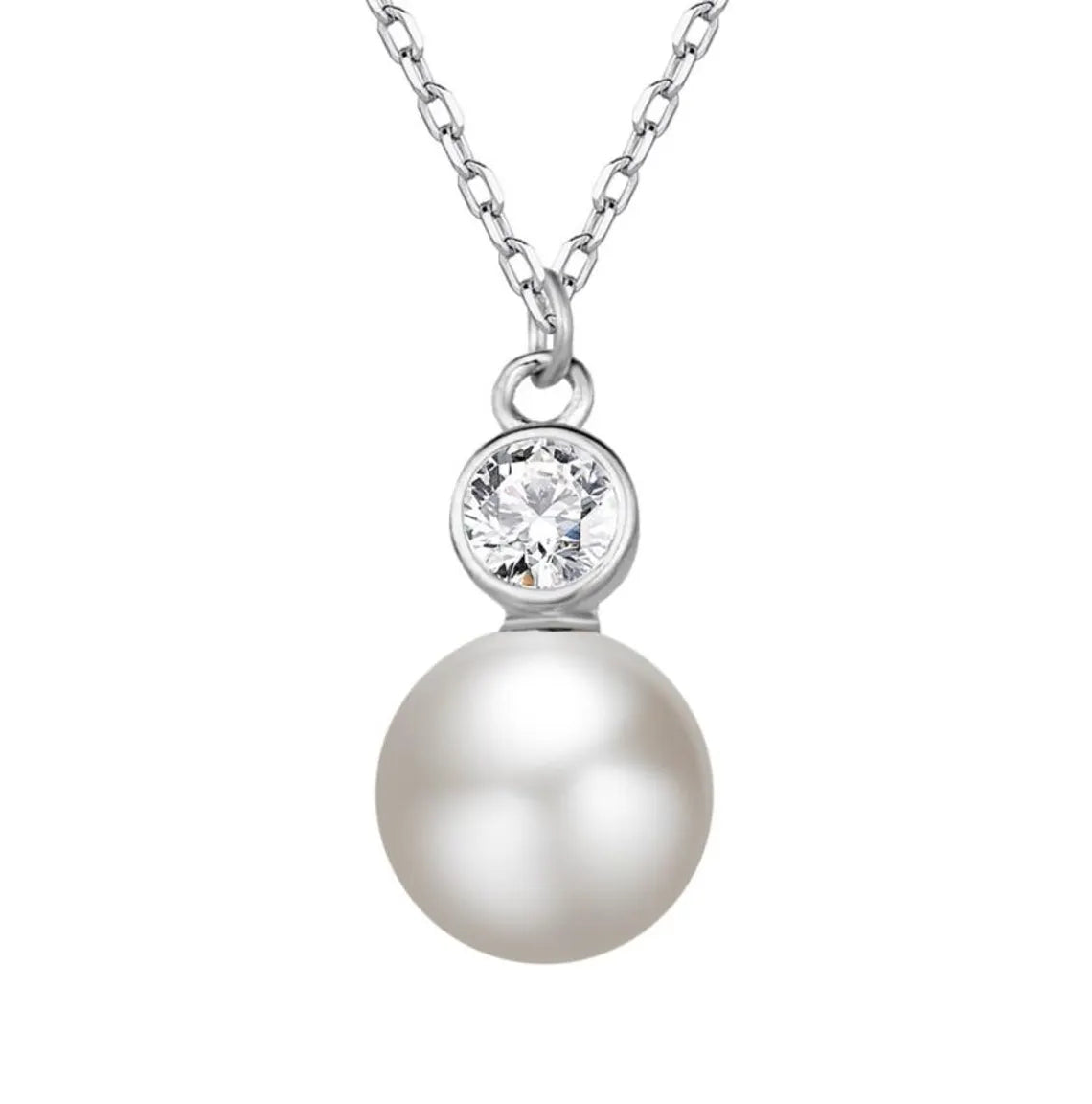 Collar Plata 925mls Perla con Circonita blanca