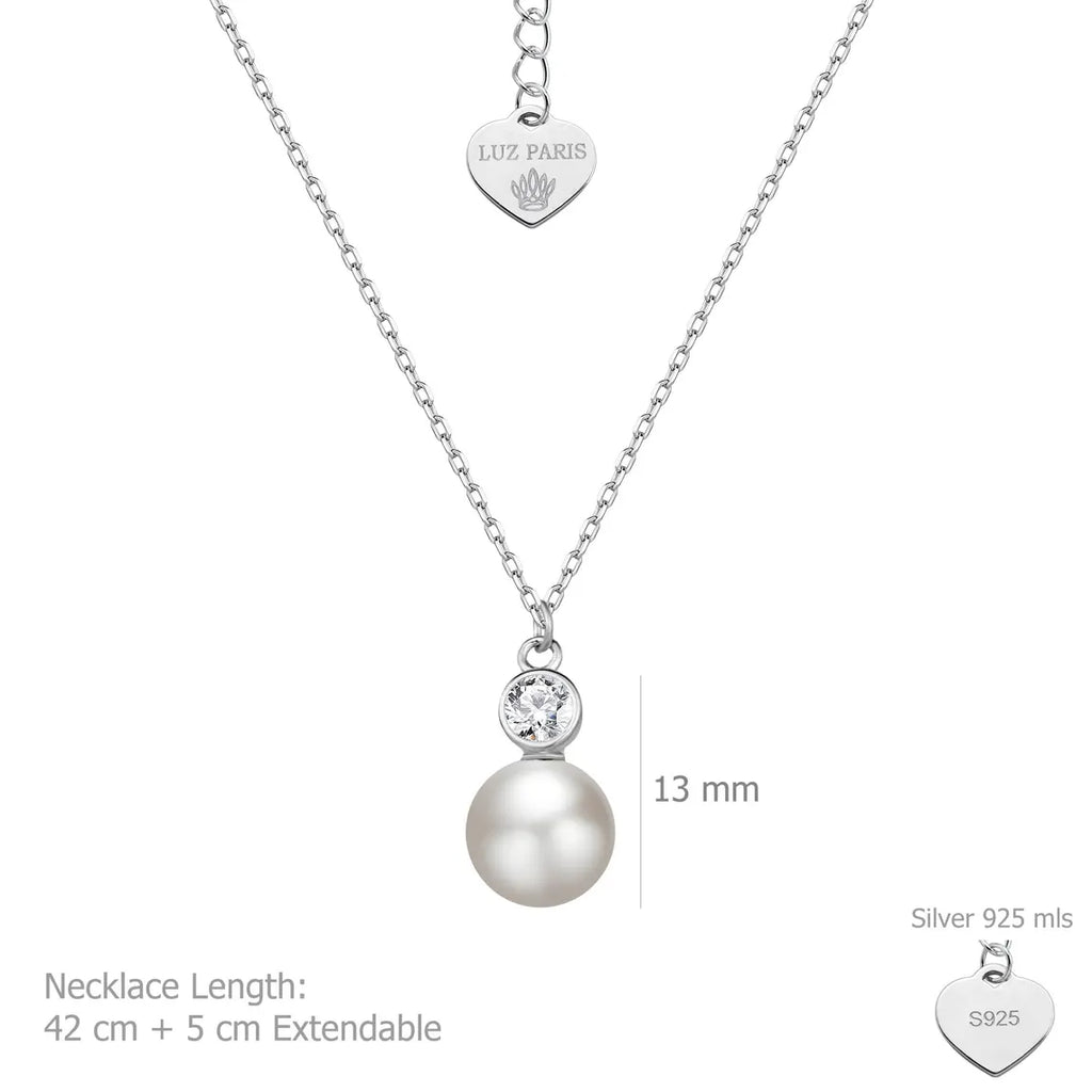 Collar Plata 925mls Perla con Circonita blanca