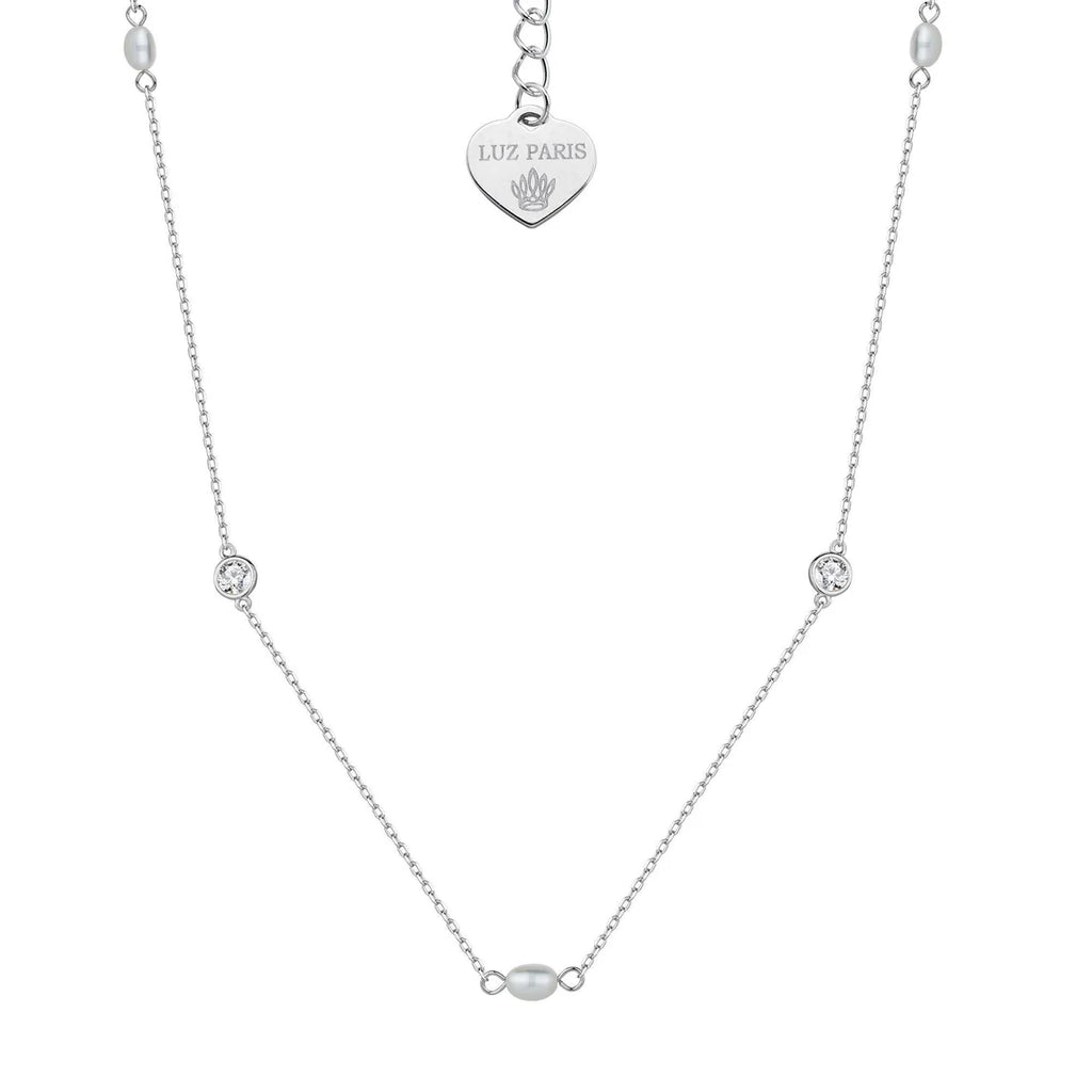 Collar Plata 925mls Perla con Circonitas blancas