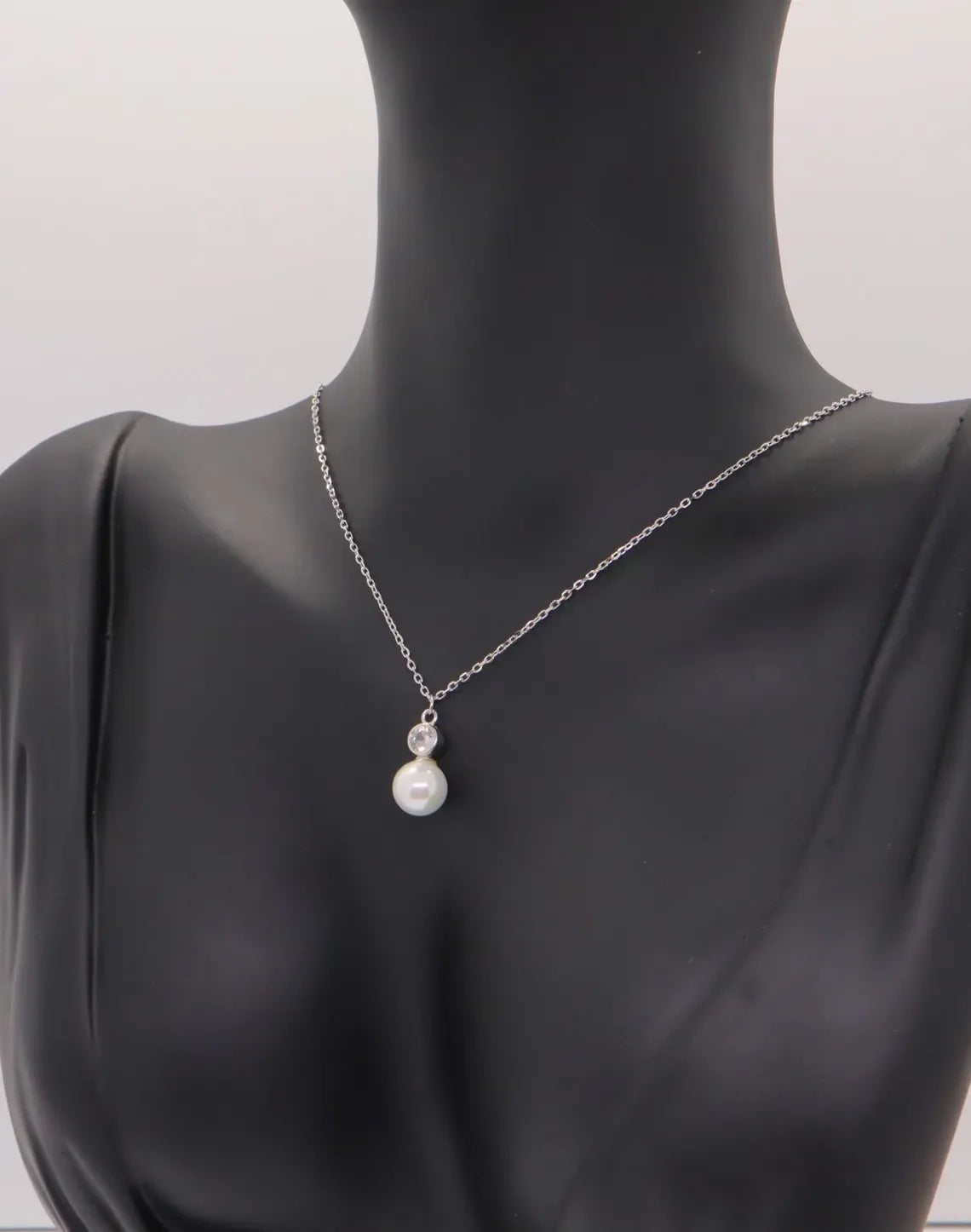 Collar Plata 925mls Perla con Circonita blanca