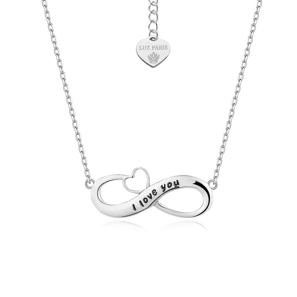 Collar Plata 925mls Corazón Infinito "I love You" con Circonitas — Amor Eterno y Elegancia