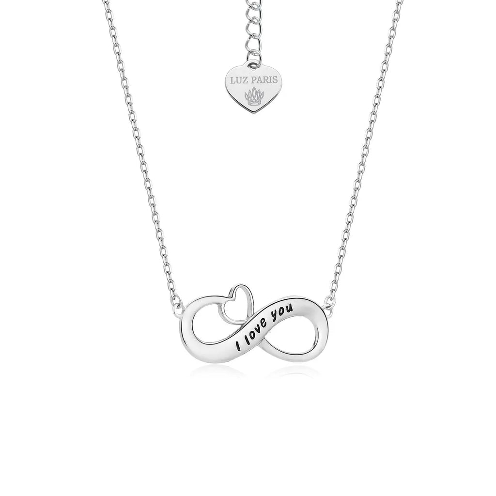 Collar Plata 925mls Corazón Infinito "I love You" con Circonitas — Amor Eterno y Elegancia