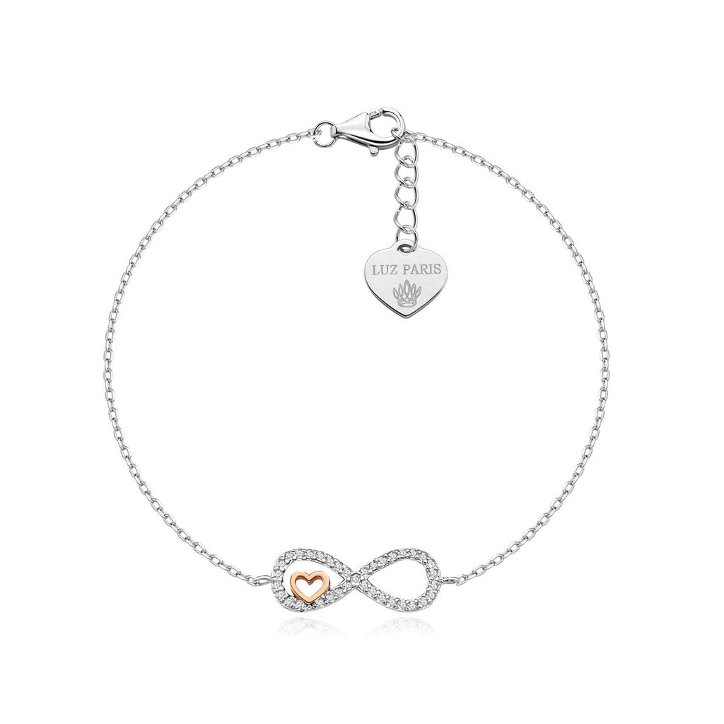 Pulsera Plata 925mls Corazón Infinito