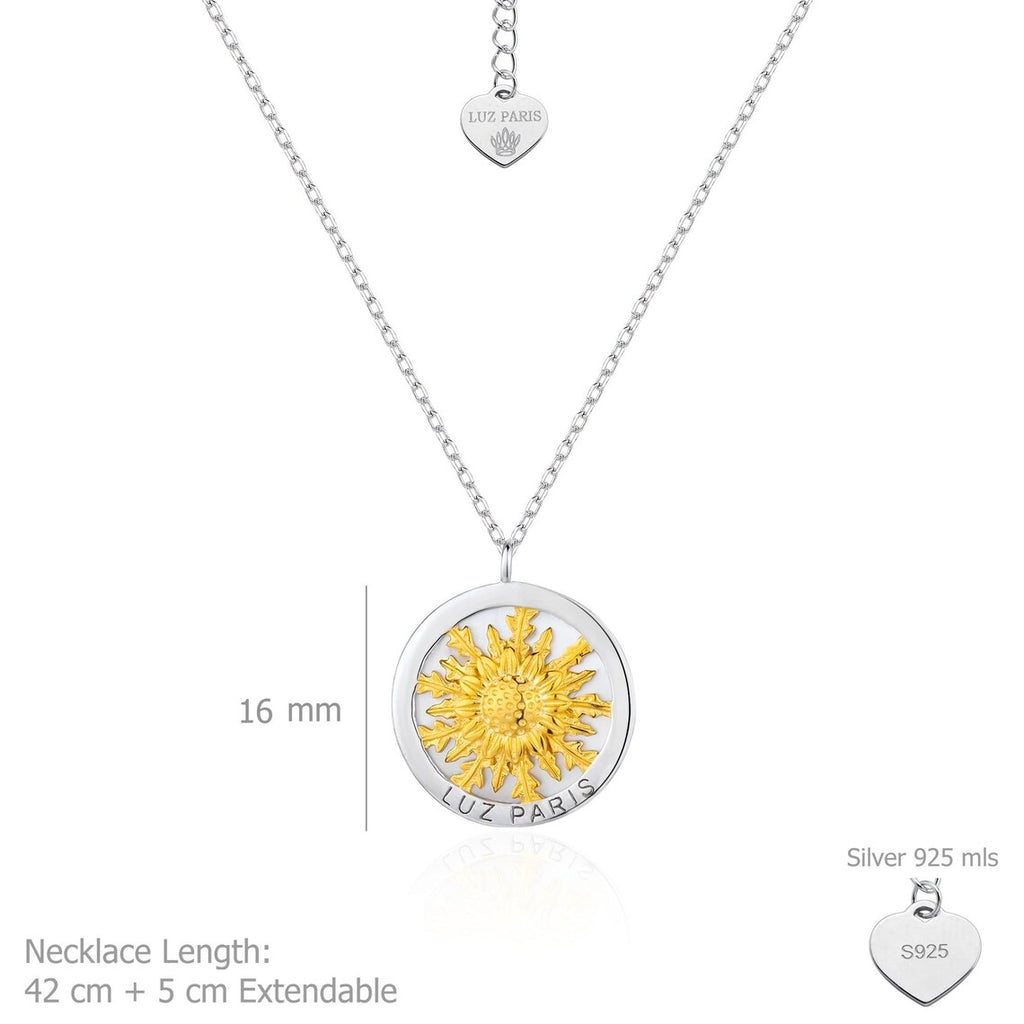 Collar Plata 925mls Eguzkilore bicolor baño Oro 18k | Joyería Vasca | Artesanía | Mitología Vasca