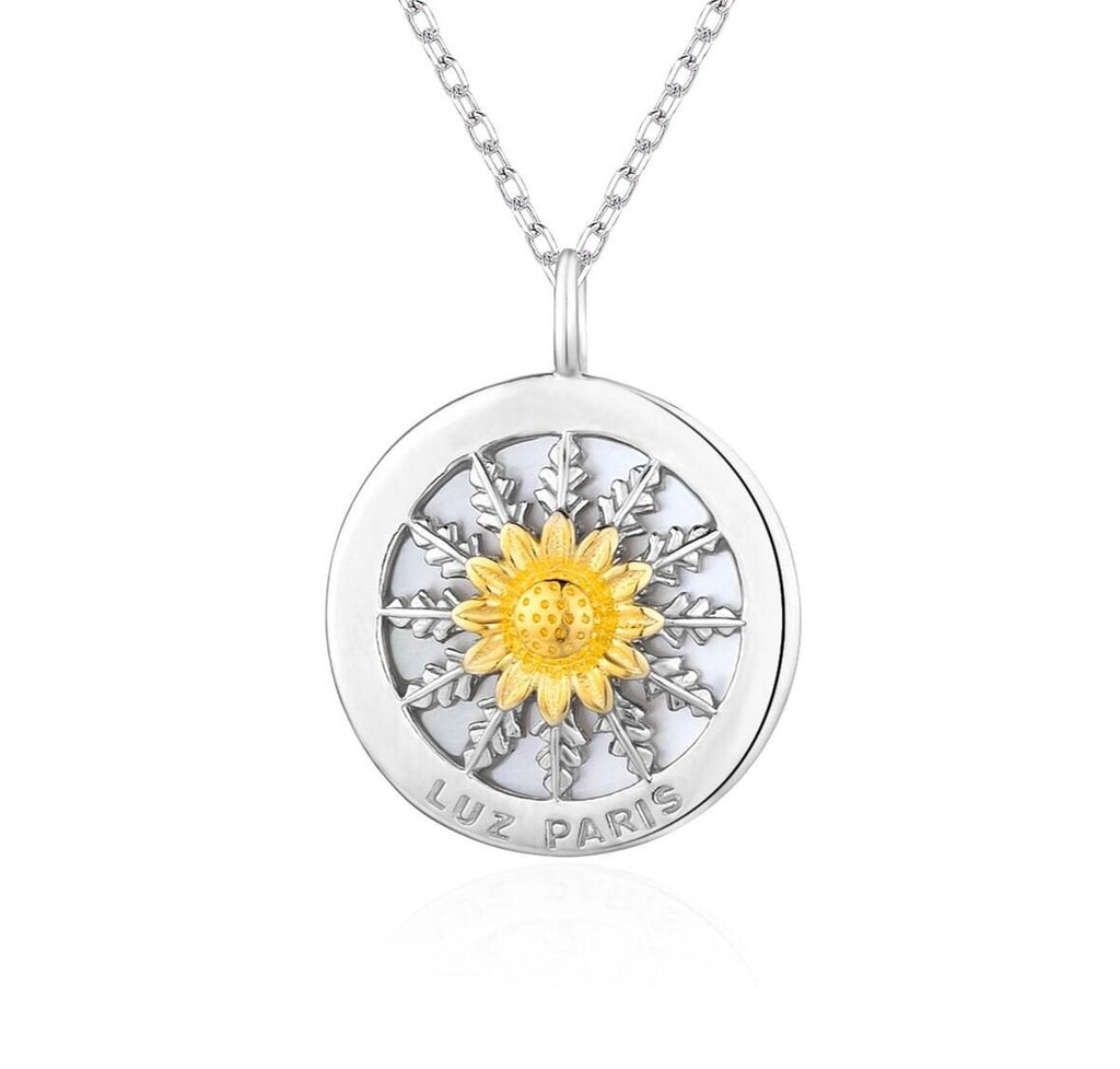 Collar Plata 925mls Eguzkilore bicolor baño Oro 18k | Joyería Vasca