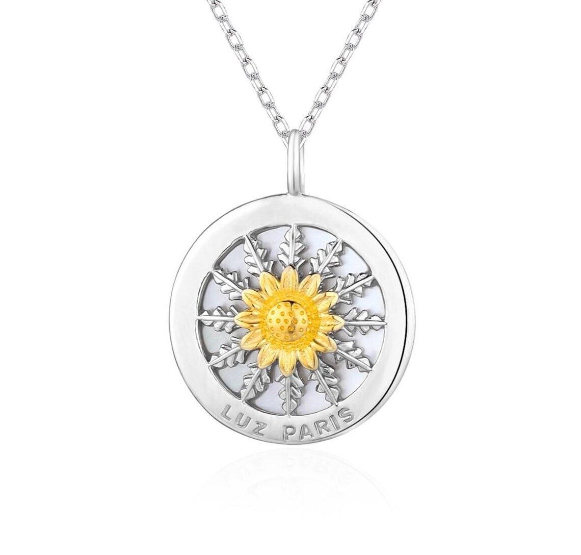 Collar Plata 925mls Eguzkilore bicolor baño Oro 18k | Joyería Vasca