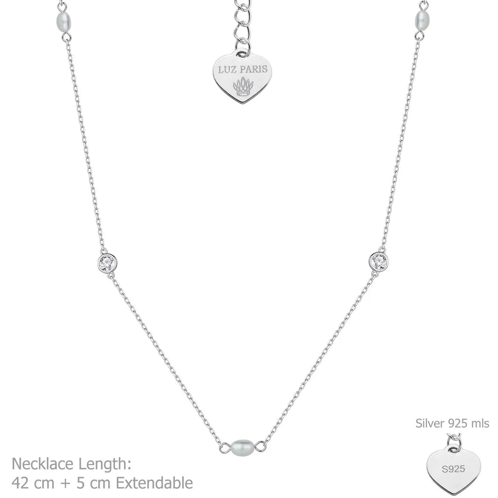 Collar Plata 925mls Perla con Circonitas blancas