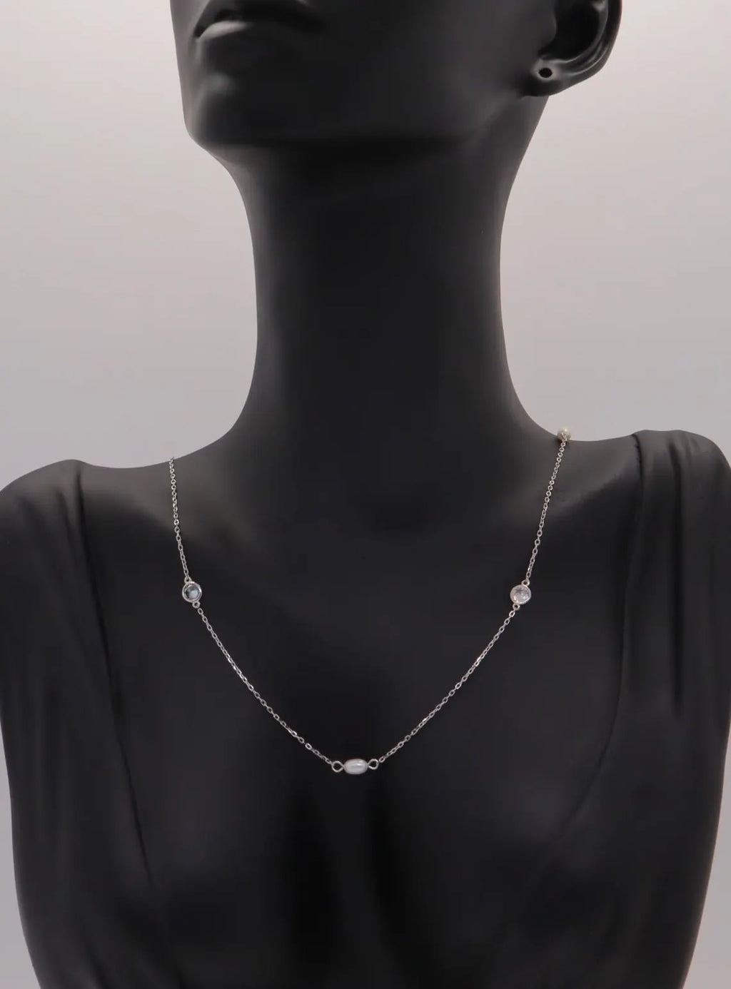 Collar Plata 925mls Perla con Circonitas blancas