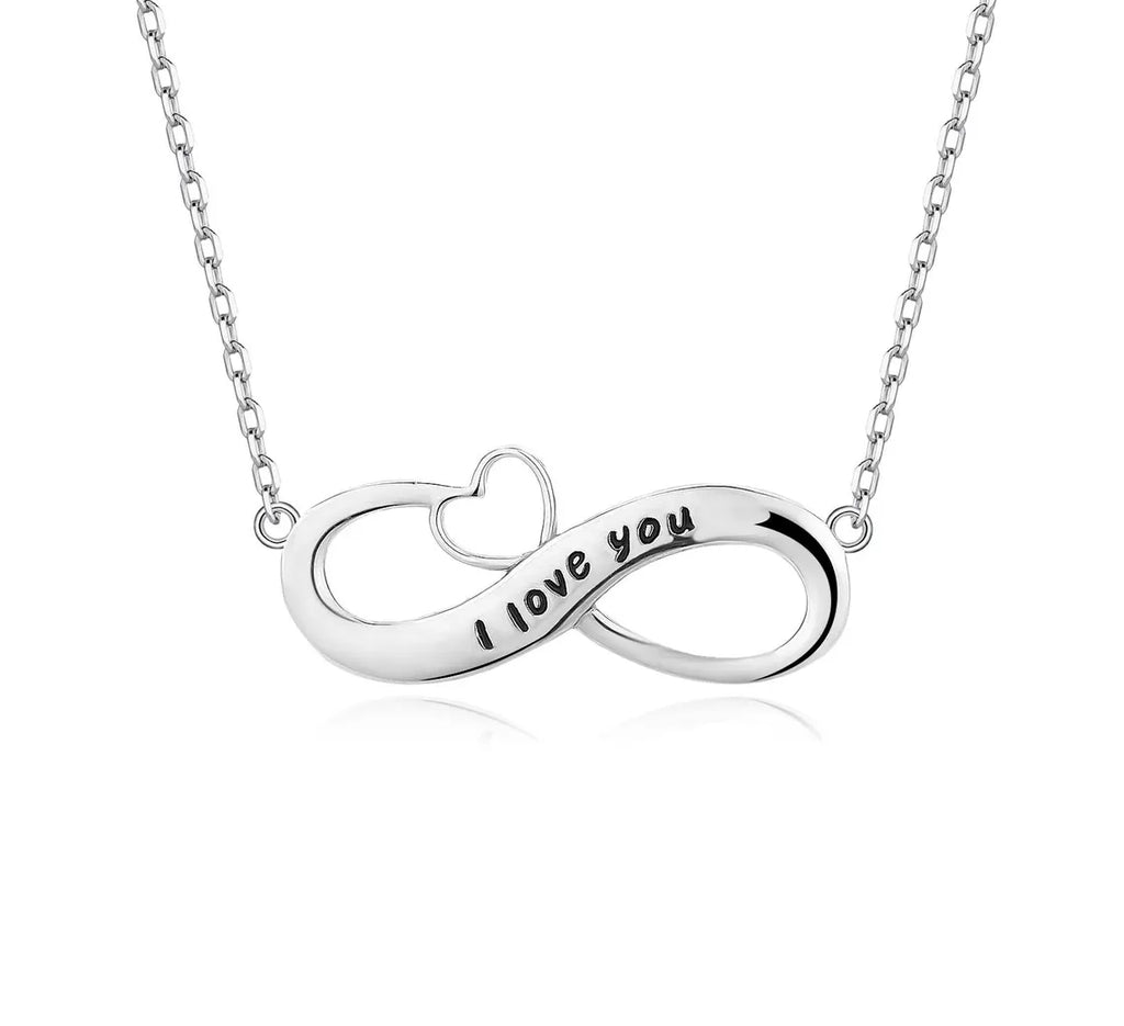 Collar Plata 925mls Corazón Infinito "I love You" con Circonitas — Amor Eterno y Elegancia