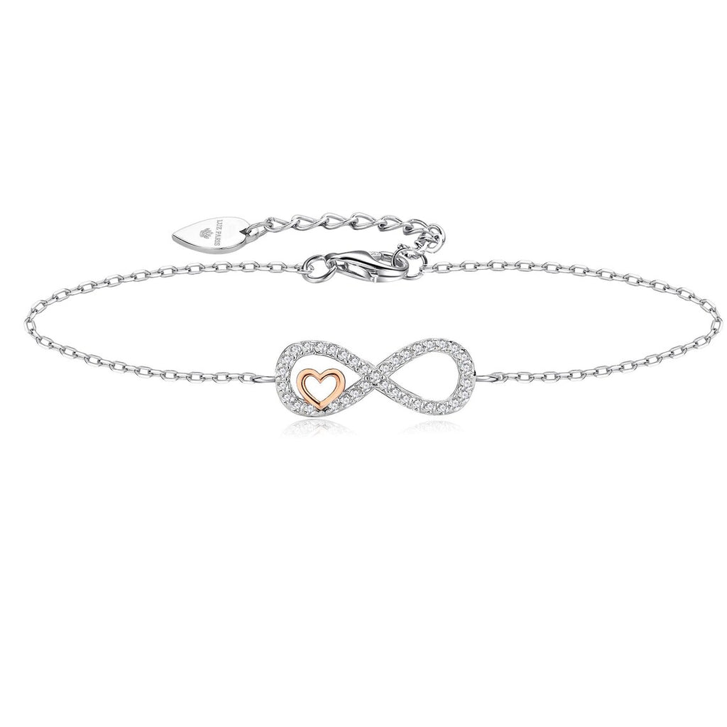 Pulsera Plata 925mls Corazón Infinito