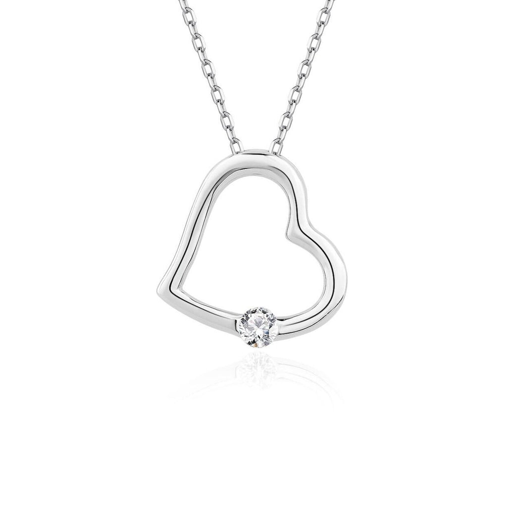 Collar Plata 925mls Corazón con Circonita blanca