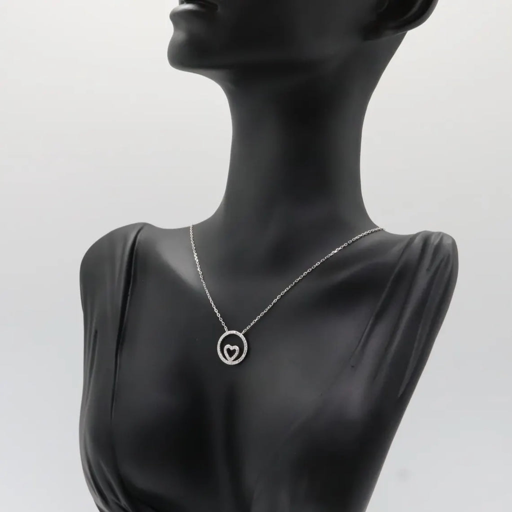 Collar Plata 925mls Corazón con Circonitas blancas