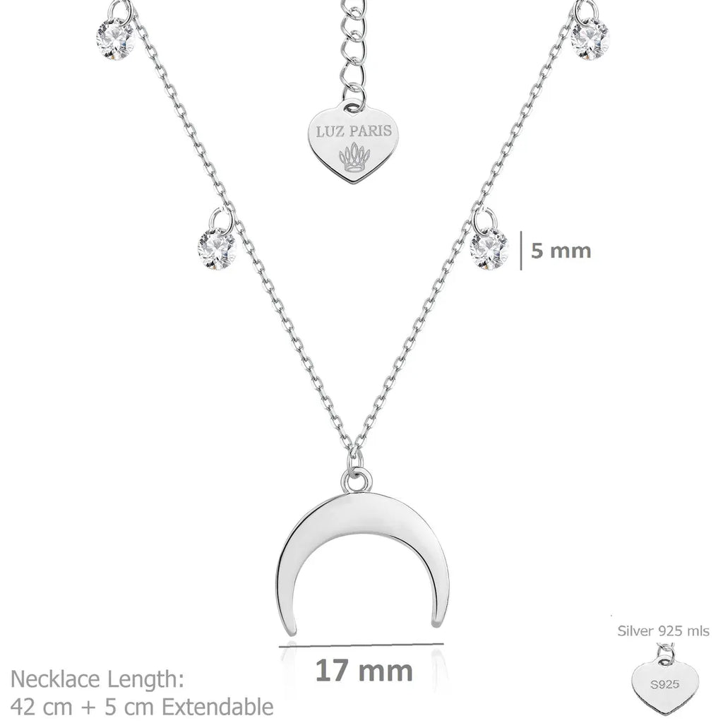 Collar Plata 925mls Luna y 6 circonitas blancas