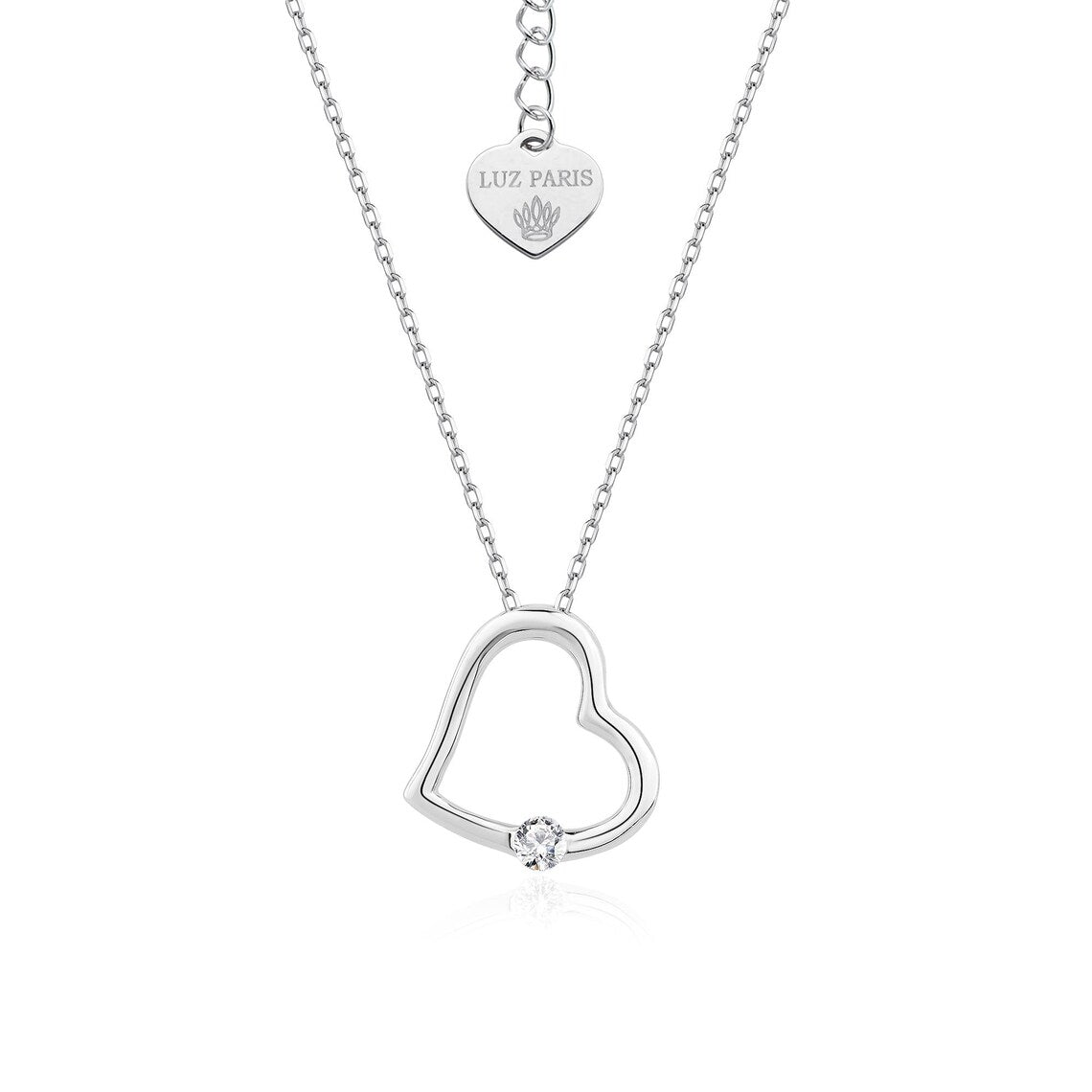 Collar Plata 925mls Corazón con Circonita blanca