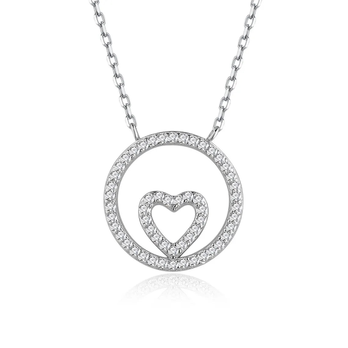 Collar Plata 925mls Corazón con Circonitas blancas