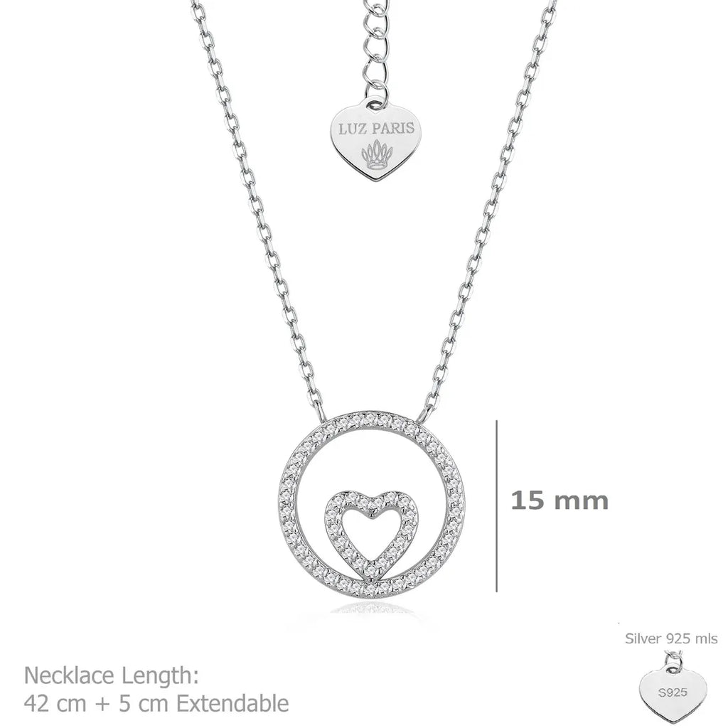 Collar Plata 925mls Corazón con Circonitas blancas