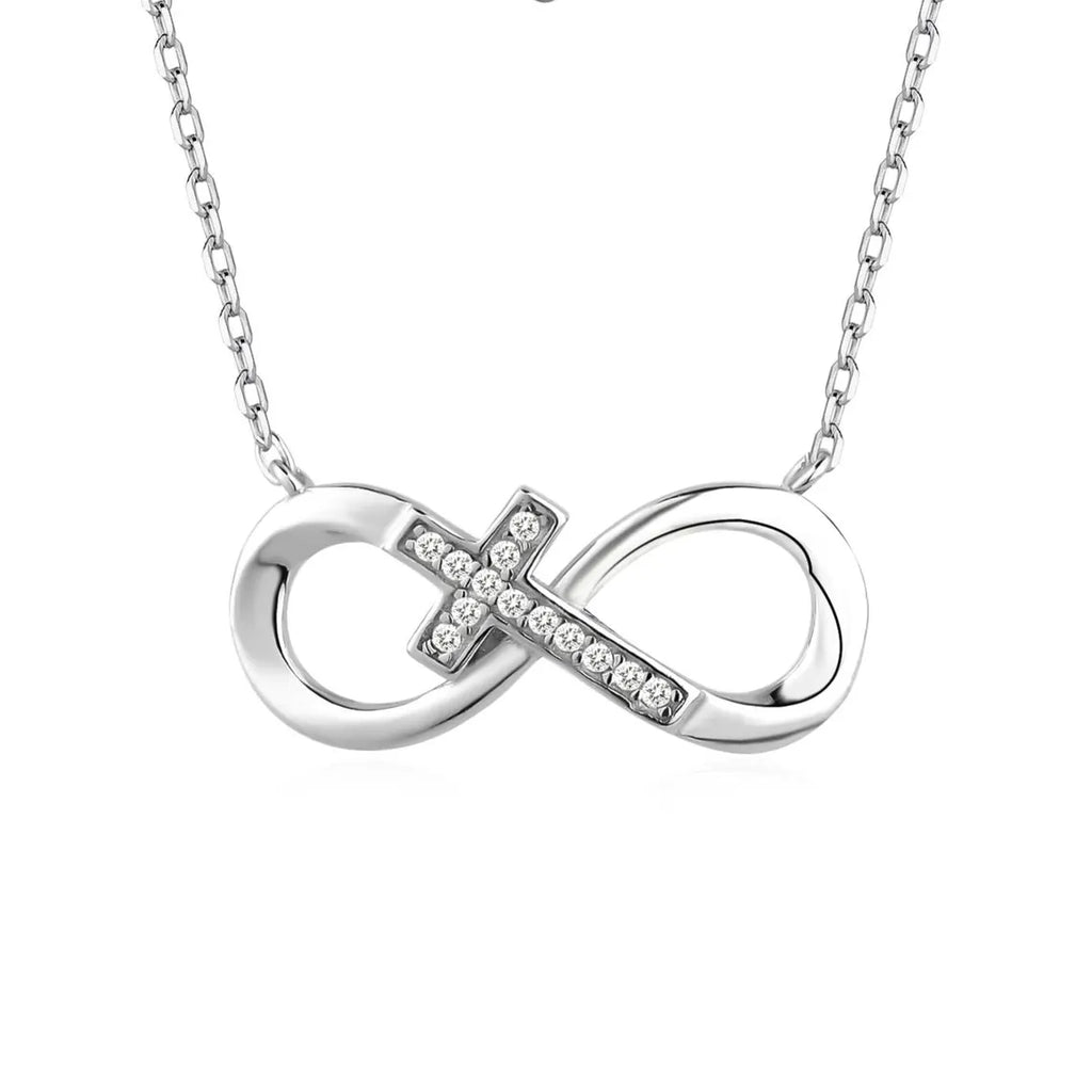 Collar Plata 925mls Infinito Cruz con circonitas blancas