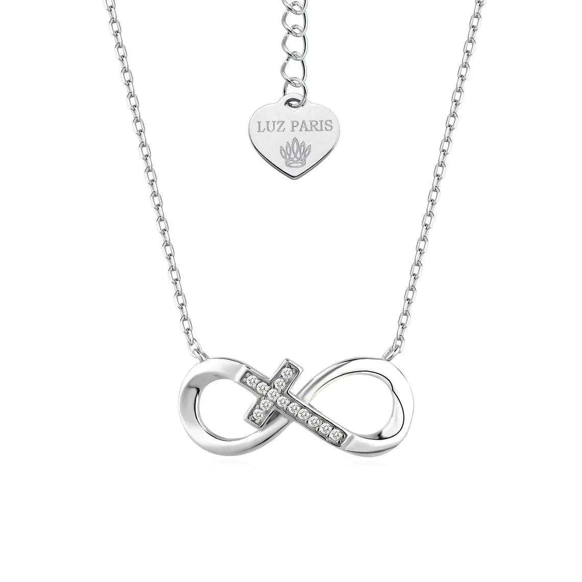 Collar Plata 925mls Infinito Cruz con circonitas blancas