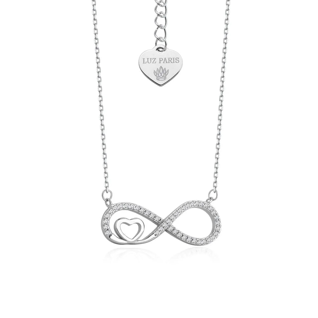 Collar Plata 925mls Infinito Corazón circonitas blancas