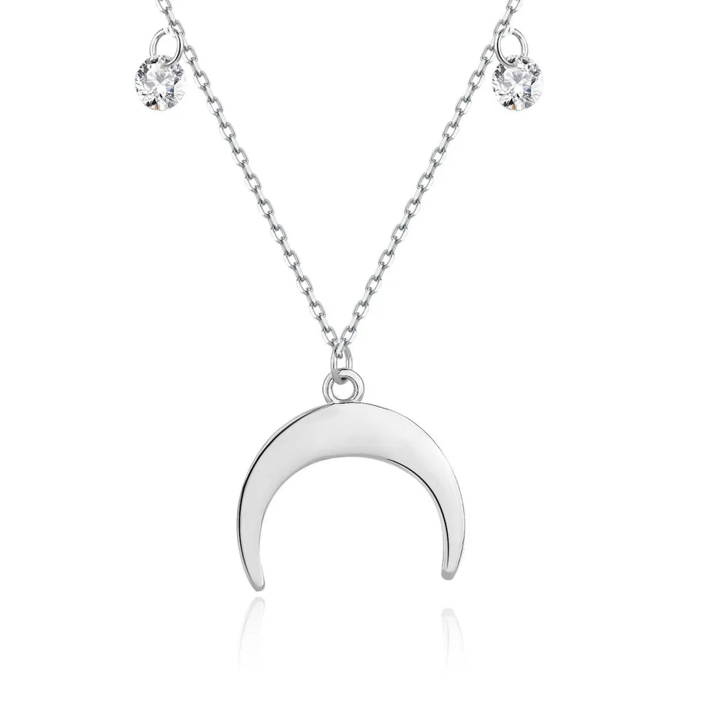 Collar Plata 925mls Luna y 6 circonitas blancas