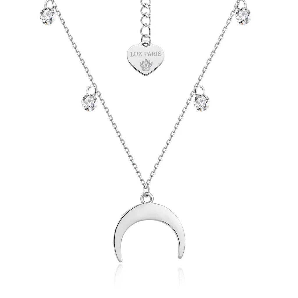 Collar Plata 925mls Luna y 6 circonitas blancas