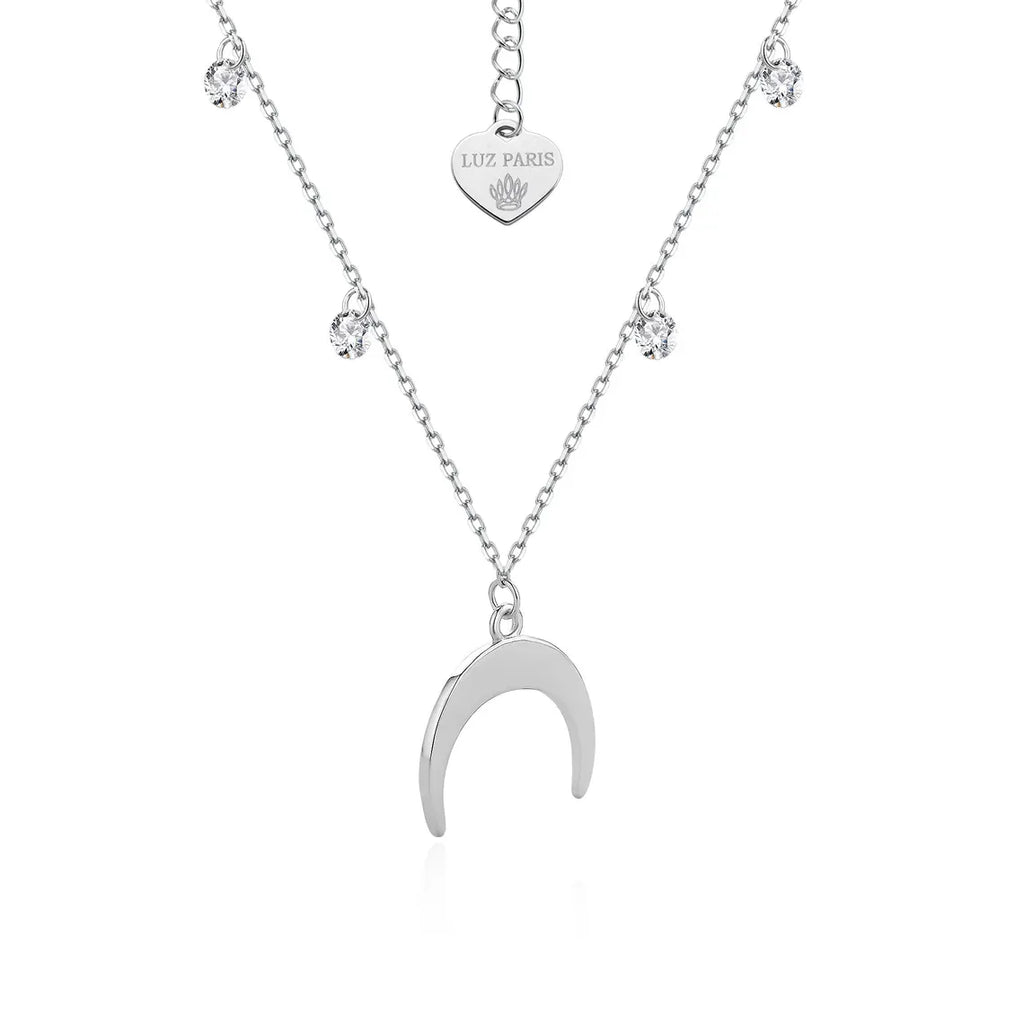 Collar Plata 925mls Luna y 6 circonitas blancas